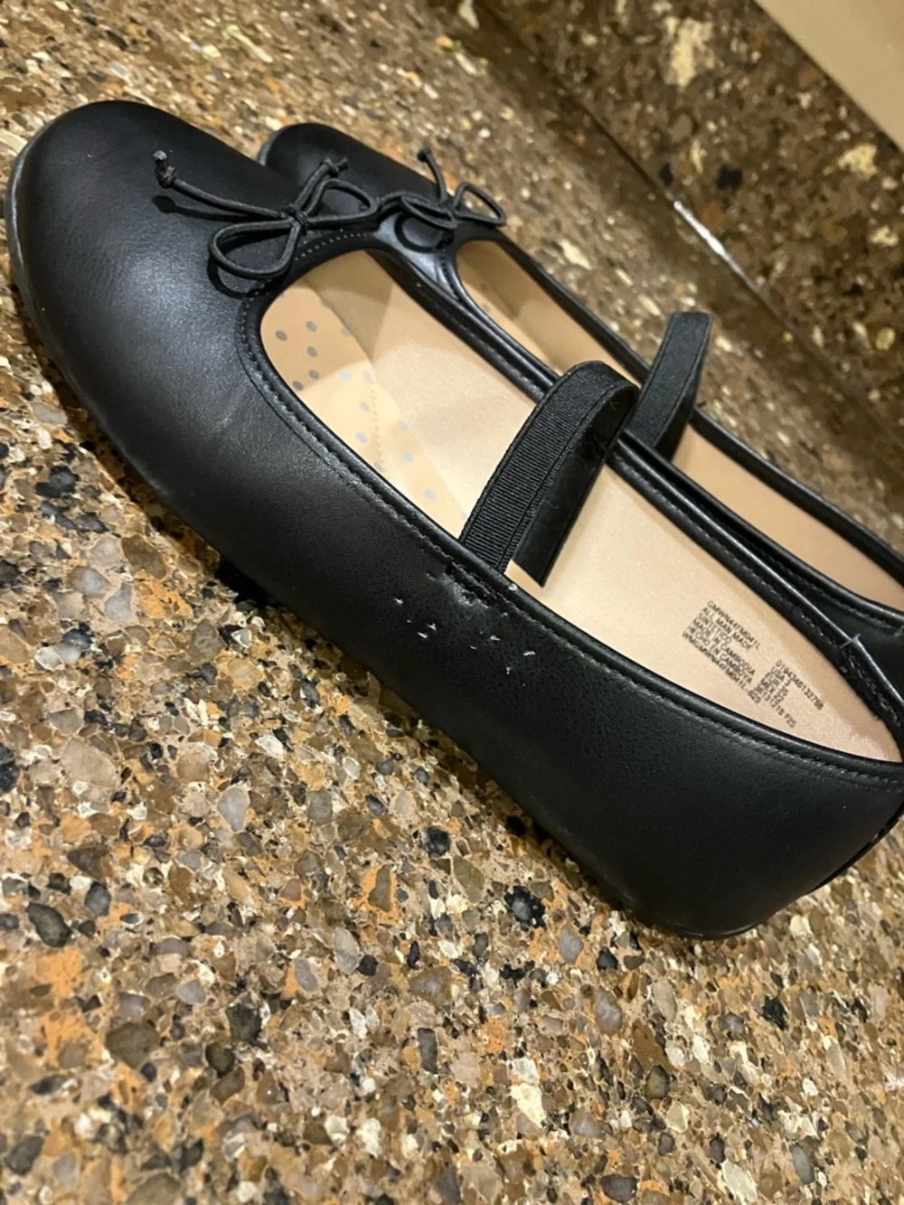 Girls Wonder Nation Black Mary Jane Ballet Flats with Bow Size 3 Damaged - Picture 3 of 6